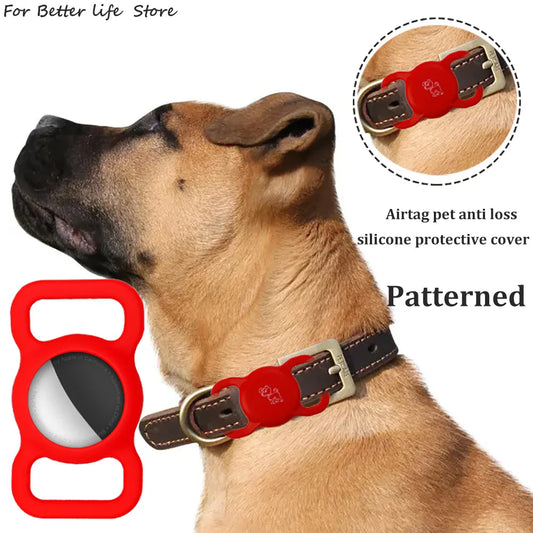 Patterned Silicone Pet Collar with Apple Tracker Protection and Luminous Color