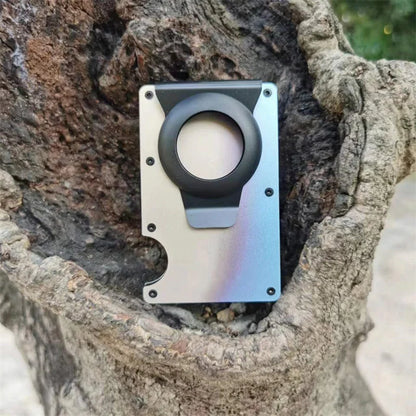 Sleek RFID Aluminum Card Holder with Cash Strap for Men