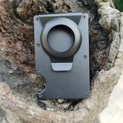 Sleek RFID Aluminum Card Holder with Cash Strap for Men